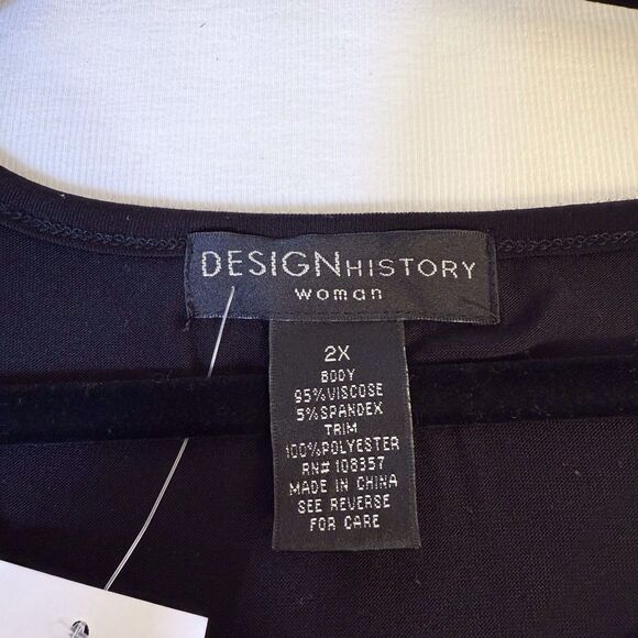 DESIGN HISTORY Black Flowy Dressy Top Size 2X Bell Ruffle Sleeve long length - Picture 6 of 14